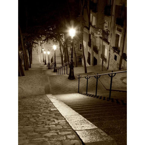 Montmartre Paris Black Modern Wood Framed Art Print with Double Matting by Ratsenskiy, Vadim