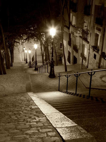 Montmartre Paris White Modern Wood Framed Art Print with Double Matting by Ratsenskiy, Vadim
