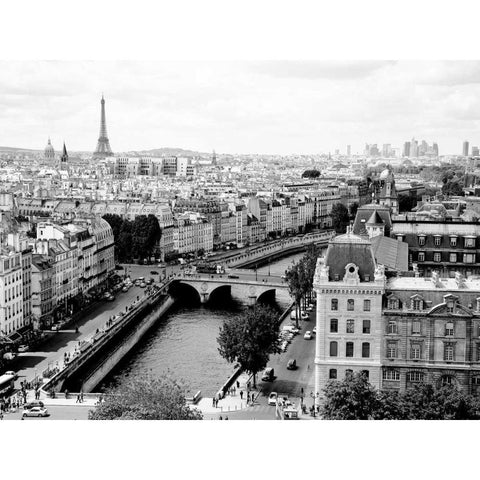 View of Paris and Seine river Black Modern Wood Framed Art Print with Double Matting by Ratsenskiy, Vadim