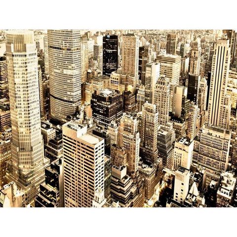 Skycrapers in Manhattan, NYC White Modern Wood Framed Art Print by Ratsenskiy, Vadim