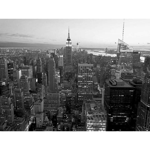 Skyline of Midtown Manhattan, NYC Black Modern Wood Framed Art Print with Double Matting by Ratsenskiy, Vadim