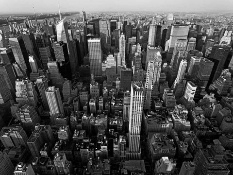 Midtown Manhattan, NYC White Modern Wood Framed Art Print with Double Matting by Ratsenskiy, Vadim