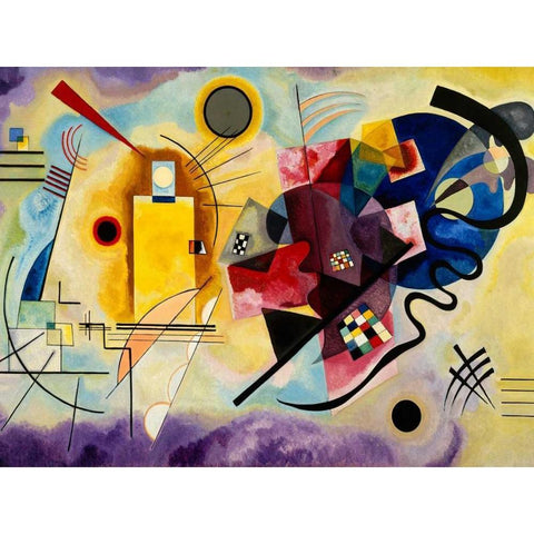 Yellow, Red and Blue White Modern Wood Framed Art Print by Kandinsky, Wassily