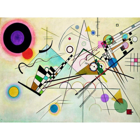 Composition VIII White Modern Wood Framed Art Print by Kandinsky, Wassily