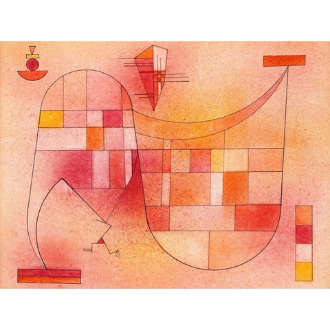 Yellow Pink Black Modern Wood Framed Art Print with Double Matting by Kandinsky, Wassily