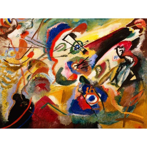 Fragment II for Composition VII Black Modern Wood Framed Art Print with Double Matting by Kandinsky, Wassily