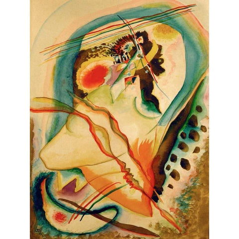 Untitled composition Gold Ornate Wood Framed Art Print with Double Matting by Kandinsky, Wassily