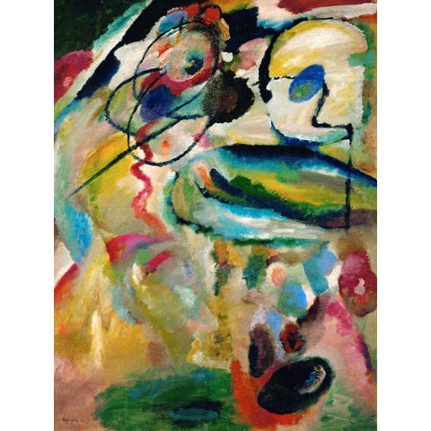 Composition Black Modern Wood Framed Art Print with Double Matting by Kandinsky, Wassily