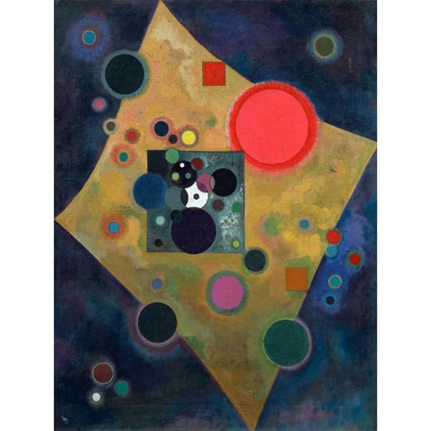 Pink Accent Black Modern Wood Framed Art Print with Double Matting by Kandinsky, Wassily