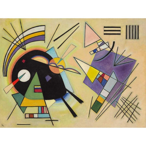 Nero e viola Black Modern Wood Framed Art Print with Double Matting by Kandinsky, Wassily