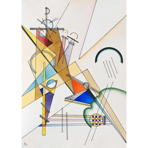 Gewebe Black Modern Wood Framed Art Print with Double Matting by Kandinsky, Wassily