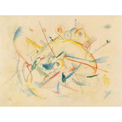 Senza titolo White Modern Wood Framed Art Print by Kandinsky, Wassily