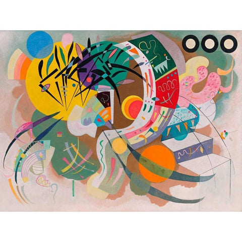 Dominant Curve Gold Ornate Wood Framed Art Print with Double Matting by Kandinsky, Wassily