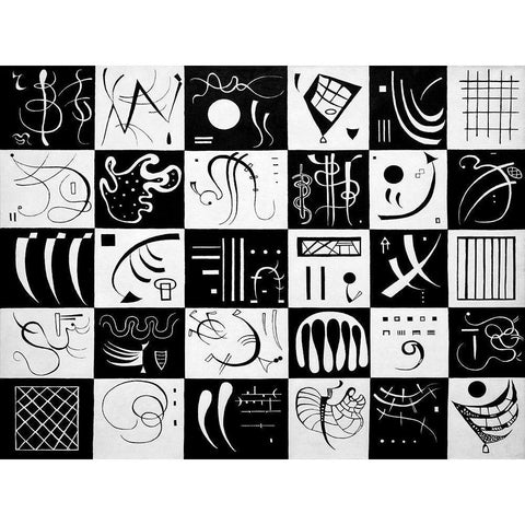 Trente Black Modern Wood Framed Art Print with Double Matting by Wassily, Kandinsky