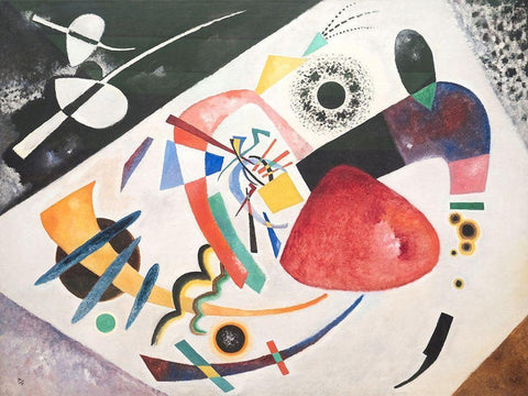 Roter Fleck White Modern Wood Framed Art Print with Double Matting by Wassily, Kandinsky