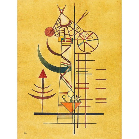 Curved Tips Black Modern Wood Framed Art Print with Double Matting by Kandinsky, Wassily