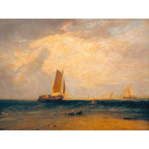 Tide Setting In Black Modern Wood Framed Art Print by Turner, William