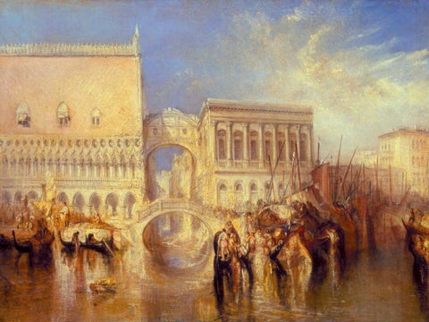 Venice - the Bridge of Sighs White Modern Wood Framed Art Print with Double Matting by Turner, William