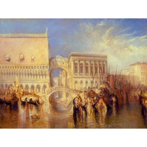 Venice - the Bridge of Sighs Black Modern Wood Framed Art Print by Turner, William