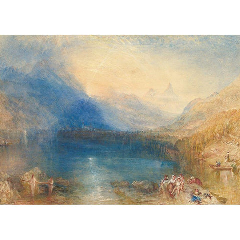 The Lake of Zug Black Modern Wood Framed Art Print with Double Matting by William, Turner