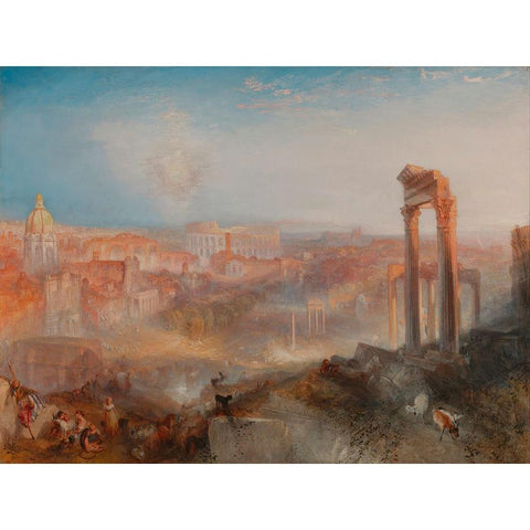 Modern Rome, Campo Vaccino Black Modern Wood Framed Art Print with Double Matting by Turner, William