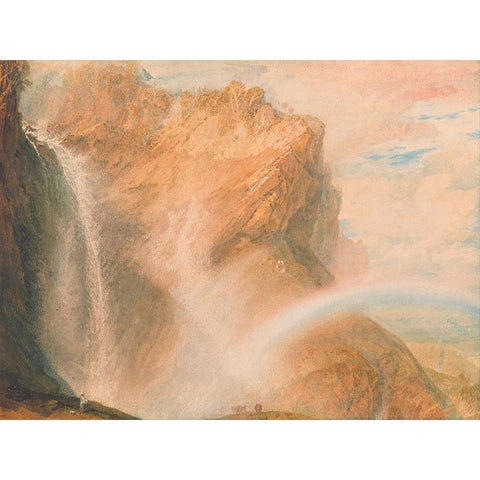 Upper Fall of the Reichenbach, Rainbow Black Modern Wood Framed Art Print with Double Matting by Turner, William