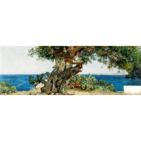 Algarrobo Gold Ornate Wood Framed Art Print with Double Matting by Sorolla y Bastida, Joaquin