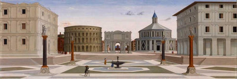 Citta ideale White Modern Wood Framed Art Print with Double Matting by Fra Carnevale