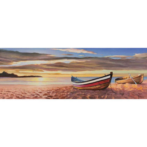 Alba sulla spiaggia White Modern Wood Framed Art Print by Galasso, Adriano