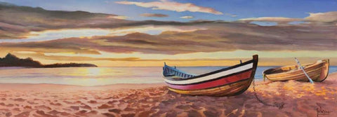 Alba sulla spiaggia Black Ornate Wood Framed Art Print with Double Matting by Galasso, Adriano