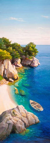 Caletta nel Mediterraneo White Modern Wood Framed Art Print with Double Matting by Galasso, Adriano