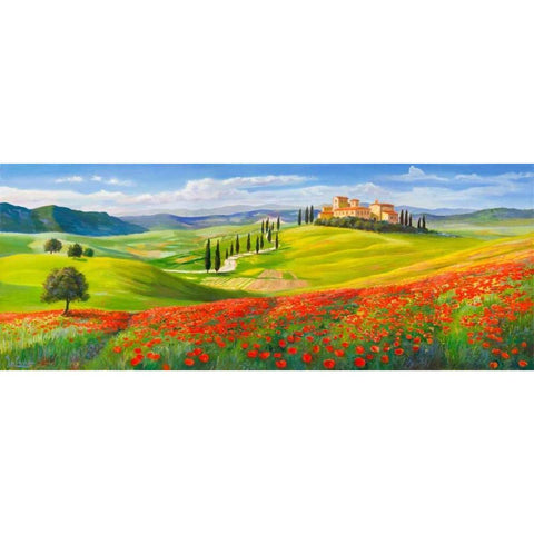 Verso il borgo in Toscana Gold Ornate Wood Framed Art Print with Double Matting by Galasso, Adriano