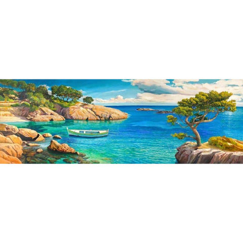 Verde Mediterraneo Black Modern Wood Framed Art Print by Galasso, Adriano