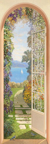 Giardino sul lago Black Ornate Wood Framed Art Print with Double Matting by Andrea, Del Missier