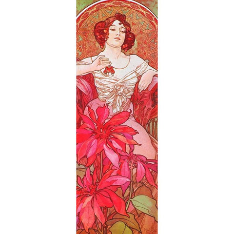 Ruby Gold Ornate Wood Framed Art Print with Double Matting by Mucha, Alphonse