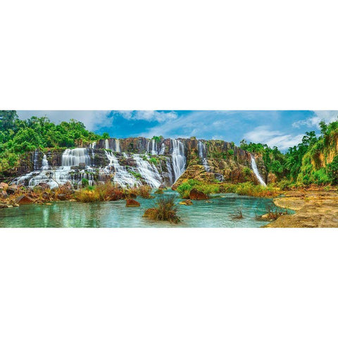 Pongour waterfall, Vietnam White Modern Wood Framed Art Print by Pangea Images