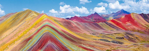 Vinicunca Rainbow Mountain, Peru White Modern Wood Framed Art Print with Double Matting by Pangea Images