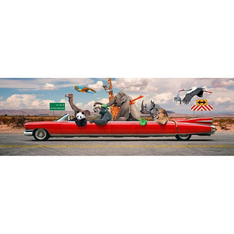 Road Trip Black Modern Wood Framed Art Print by VizLab