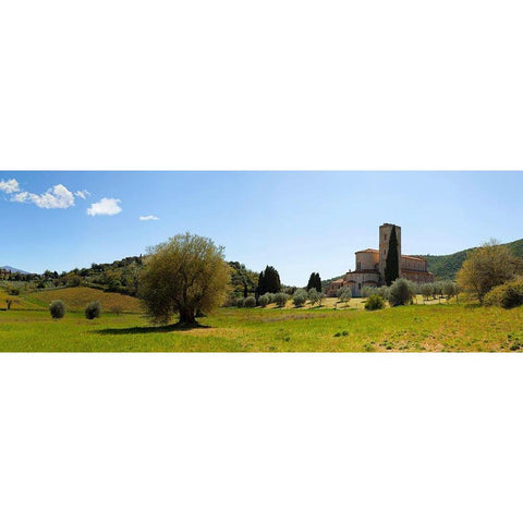 Abbazia di S. Antimo-Val d Orcia-Tuscany White Modern Wood Framed Art Print by Pangea Images