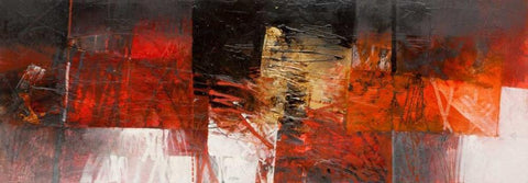 Equilibri in rosso Black Ornate Wood Framed Art Print with Double Matting by Censini
