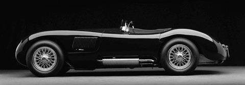1951 Jaguar C-Type (BW) Black Ornate Wood Framed Art Print with Double Matting by Heiny, Don