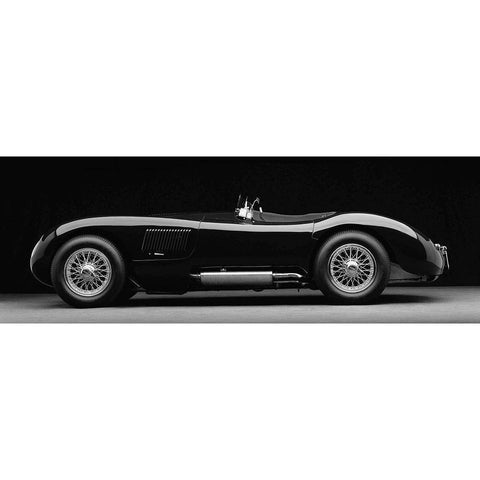 1951 Jaguar C-Type (BW) Black Modern Wood Framed Art Print by Heiny, Don