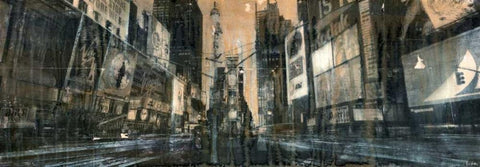 Times Square 1 Black Ornate Wood Framed Art Print with Double Matting by Moschetta, Dario