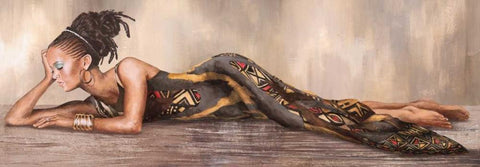 Beaute d Afrique Black Ornate Wood Framed Art Print with Double Matting by Duval, Sonya