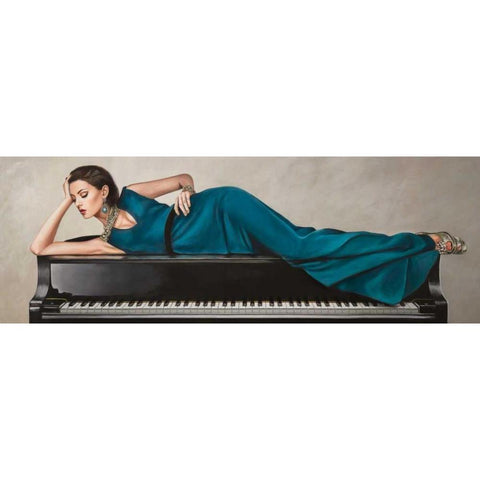 Piano Lady Gold Ornate Wood Framed Art Print with Double Matting by Duval, Sonya