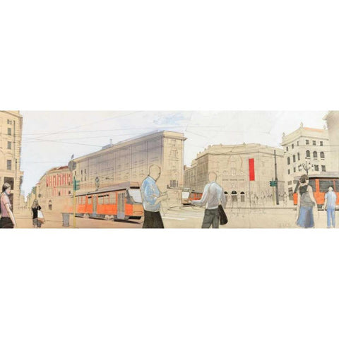 Urban Landscape Black Modern Wood Framed Art Print by Scheller, Erik