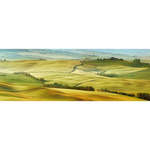Tuscany landscape, Val dOrcia, Italy White Modern Wood Framed Art Print by Krahmer, Frank