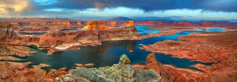 Alstrom Point at Lake Powell, Utah, USA Black Ornate Wood Framed Art Print with Double Matting by Krahmer, Frank