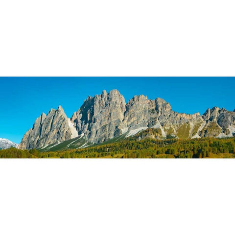 Pomagagnon and larches in autumn, Cortina dAmpezzo, Dolomites, Italy White Modern Wood Framed Art Print by Krahmer, Frank