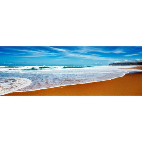 Praia Azul, Portugal Black Modern Wood Framed Art Print with Double Matting by Krahmer, Frank